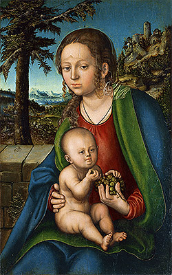 The Virgin with Child with a Bunch Grapes, c.1510 | Lucas Cranach | Painting Reproduction