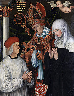 Gabriel of Eyb, Bishop of Eichstätt, with Sts Wilibald and Walburga, 1520 | Lucas Cranach | Gemälde Reproduktion