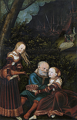 Lot and his Daughters, 1529 | Lucas Cranach | Gemälde Reproduktion