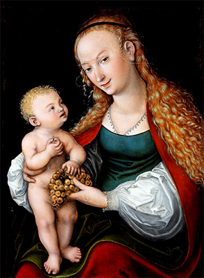 Die Jungfrau mit dem Kind und einer Traube | Lucas Cranach | Gemälde Reproduktion