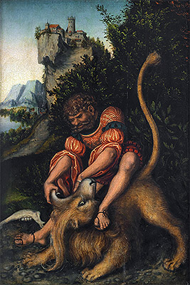 Samson Battling with the Lion, c.1520/25 | Lucas Cranach | Painting Reproduction