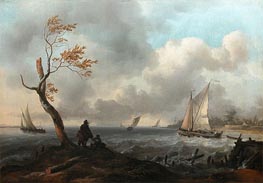 Bateau de peche et cabotier par gros temps, dit aussi le coup de vent, undated von Bakhuysen | Gemälde-Reproduktion