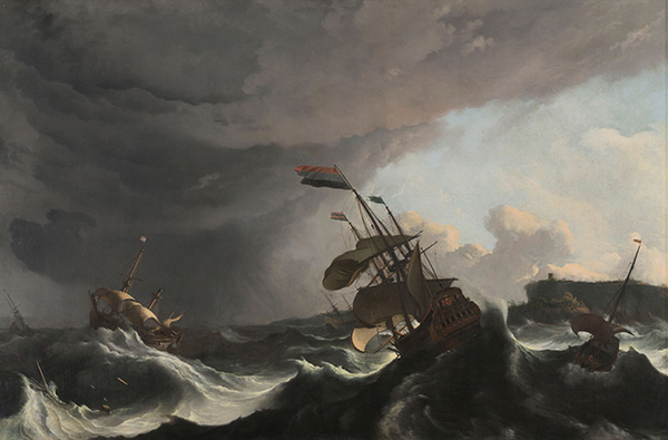 Ships in Distress in a Heavy Storm, c.1690 | Bakhuysen | Painting Reproduction
