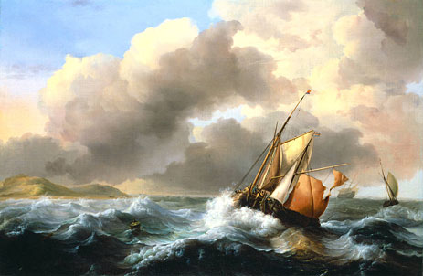 Fishing Vessels Offshore in a Heavy Sea, 1684 | Bakhuysen | Painting Reproduction
