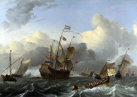 The 'Eendracht' and a Fleet of Dutch Men-of-war, c.1670/75 | Bakhuysen | Painting Reproduction