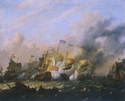 A Sea Battle between the Dutch and the English, c.1675/80 | Bakhuysen | Painting Reproduction