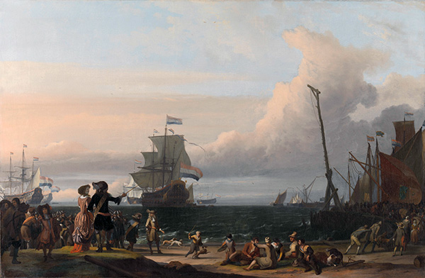 Dutch Ships in the Roads of Texel: in the middle the Gouden Leeuw, the Flagship of Cornelis Tromp, 1671 | Bakhuysen | Painting Reproduction