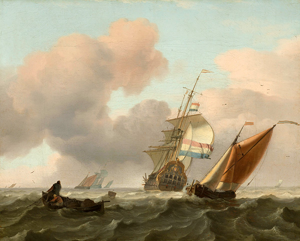 Rough Sea with Ships, 1697 | Bakhuysen | Painting Reproduction