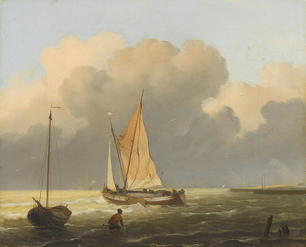Seas off the Coast with Spritsail Barge, 1697 | Bakhuysen | Painting Reproduction