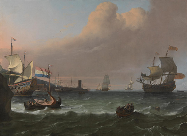 Dutch Men-of-war entering a Mediterranean Port, 1681 | Bakhuysen | Painting Reproduction
