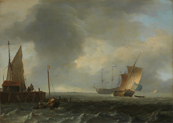 Ein Blick über einen Fluss in der Nähe von Dordrecht | Bakhuysen | Gemälde Reproduktion