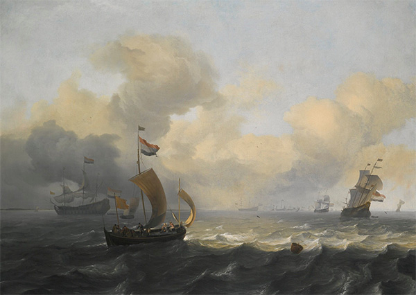 Dutch Vessels Off a Coastline on a Breezy Day, Undated | Bakhuysen | Painting Reproduction