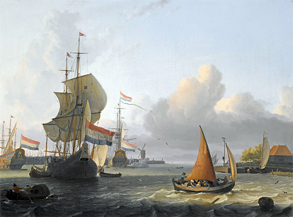 Shipping on the IJ at Volewijk near Amsterdam, n.d. | Bakhuysen | Painting Reproduction