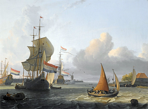 Schiffe auf dem IJ bei Volewijk in der Nähe von Amsterdam | Bakhuysen | Gemälde Reproduktion