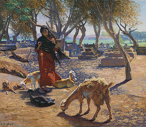 The Young Goat Herder of Shobrah, Egypt, 1911 | Ludwig Deutsch | Painting Reproduction
