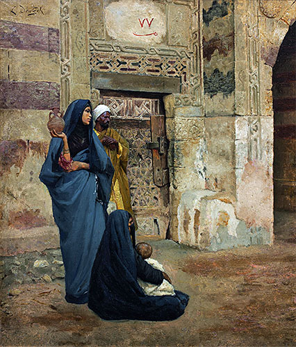 Familie an der Tür, undated | Ludwig Deutsch | Gemälde Reproduktion