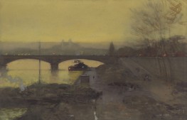The Pont d'Alma at Twilight, 1914 by Luigi Loir | Painting Reproduction