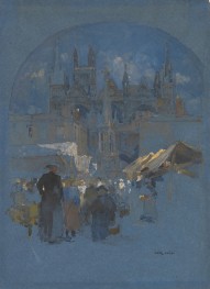 A Market Square before a Cathedral, n.d. by Luigi Loir | Painting Reproduction