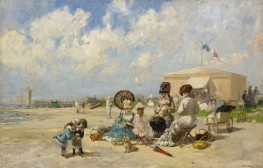 At the Seashore, 1870s by Luigi Loir | Painting Reproduction