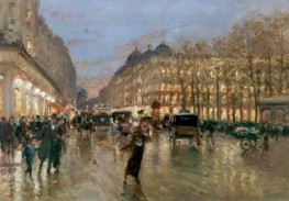 Evening on the Boulevard Haussmann in Paris | Luigi Loir | Painting Reproduction