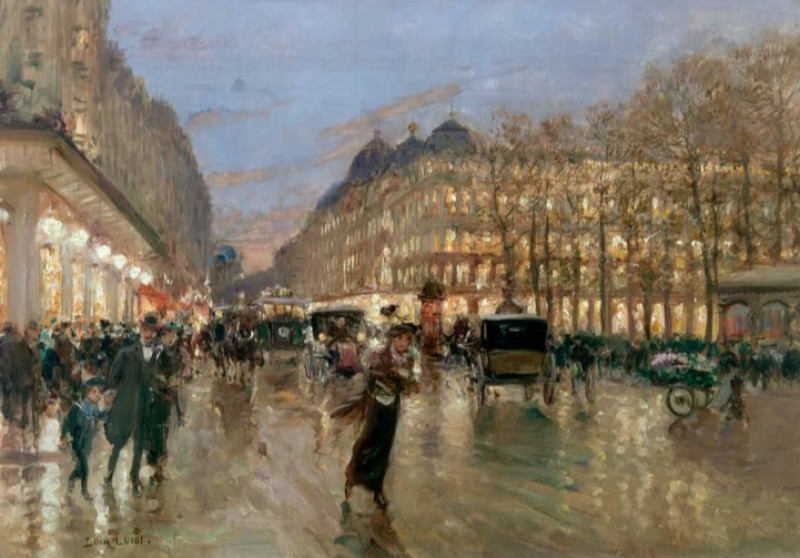 Luigi Loir | Evening on the Boulevard Haussmann in Paris, n.d. Evening on the Boulevard Haussmann in Paris, n.d. | Luigi Loir