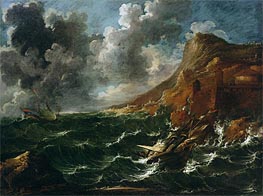 Ships in a Gale, c.1705/08 by Marco Ricci | Painting Reproduction