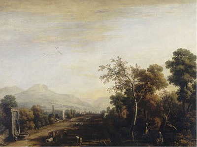 Landscape with Carriage and Travelers, undated | Marco Ricci | Painting Reproduction