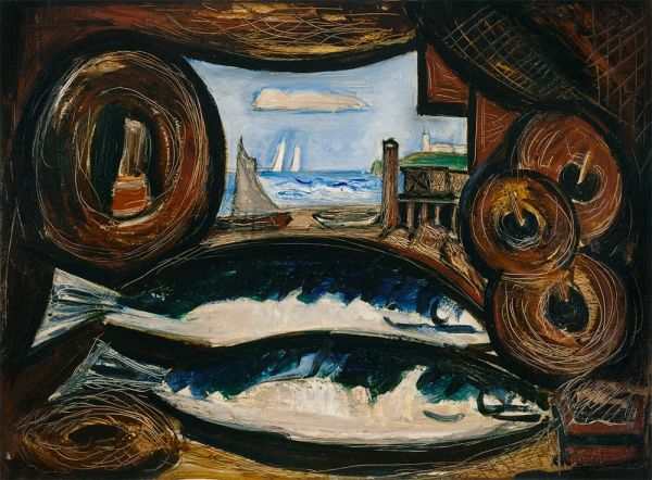 New England Sea View - Fish House, 1934 | Marsden Hartley | Painting Reproduction