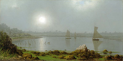 York Harbor, Küste von Maine, 1877 von Martin Johnson Heade | Gemälde-Reproduktion
