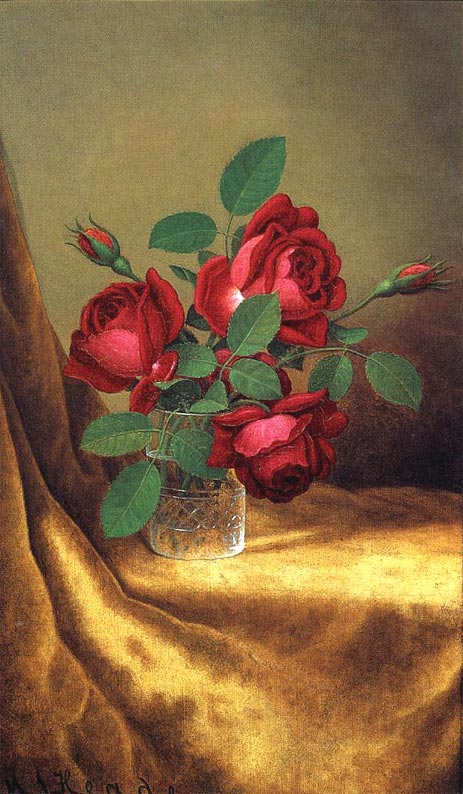 Rote Rosen in einem Kristallkelch | Martin Johnson Heade | Gemälde Reproduktion