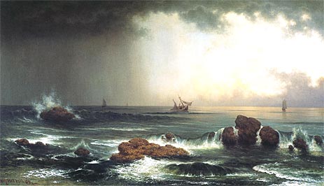 Hazy Sunrise at Sea, 1863 | Martin Johnson Heade | Gemälde Reproduktion