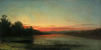 Sonnenuntergang: Lake Champlain, 1874 von Martin Johnson Heade | Gemälde-Reproduktion
