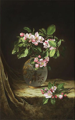 Apfelblüten in einer opaleszenten Vase | Martin Johnson Heade | Gemälde Reproduktion