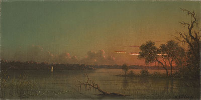 St. Johns River, Sunset with Alligator, c.1887 | Martin Johnson Heade | Painting Reproduction