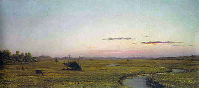 Winding River, Sunset, c.1863 | Martin Johnson Heade | Gemälde Reproduktion
