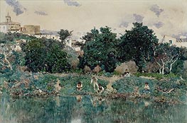Alcalá: The Banks of the Guadaíra River | Martin Rico y Ortega | Painting Reproduction