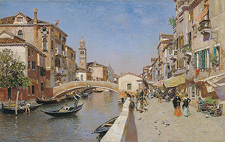 San Lorenzo River with the Campanile of San Giorgio dei greci, Venice, c.1900 | Martin Rico y Ortega | Painting Reproduction