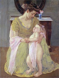 Mother and Child with a Rose Scarf | Cassatt | Painting Reproduction