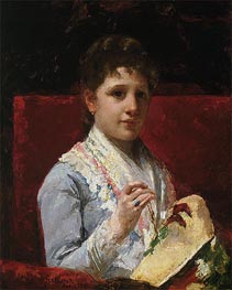 Mary Ellison Embroidering, 1877 by Cassatt | Painting Reproduction