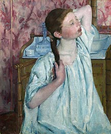 Girl Arranging Her Hair, 1886 von Cassatt | Gemälde-Reproduktion