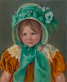 Sara in a Green Bonnet, c.1901 by Cassatt | Painting Reproduction