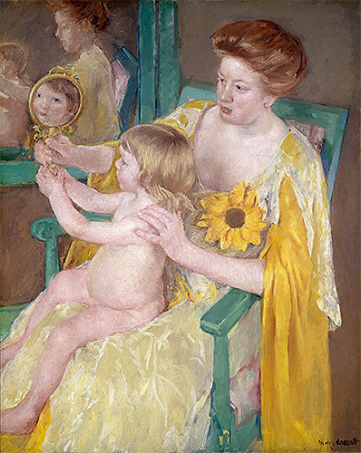 The Mirror (Mother and Child), c.1905 | Cassatt | Gemälde Reproduktion