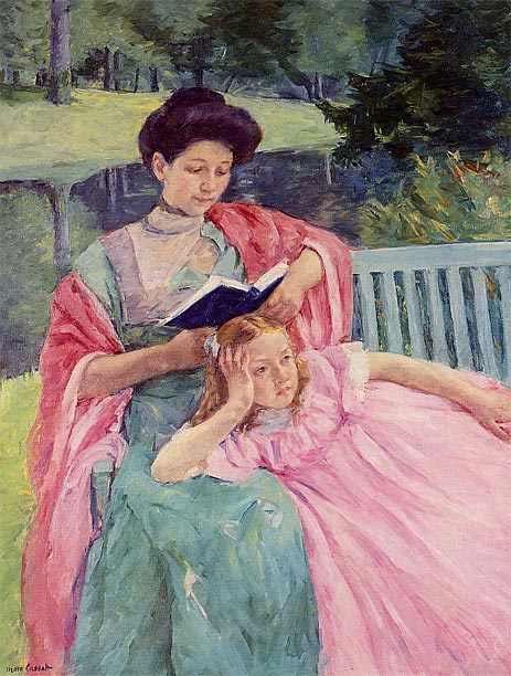 Augusta Reading to Her Daughter, 1910 | Cassatt | Gemälde Reproduktion