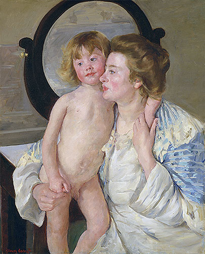 Mother and Child (The Oval Mirror), c.1899 | Cassatt | Painting Reproduction