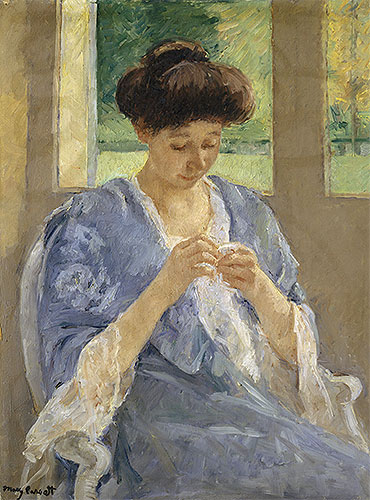 Augusta Sewing Before a Window, c.1905/10 | Cassatt | Gemälde Reproduktion