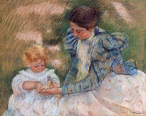 Mother Playing with Child, c.1897 | Cassatt | Painting Reproduction