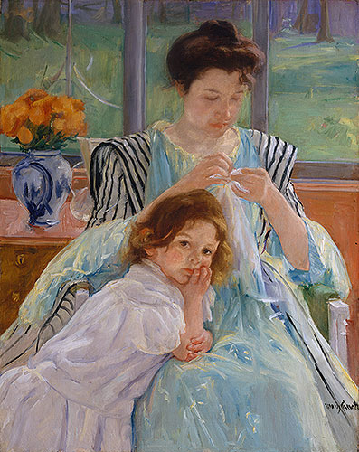 Young Mother Sewing, 1900 | Cassatt | Painting Reproduction