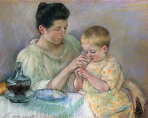 Mutter, die Kind füttert | Mary Cassatt | Gemälde Reproduktion