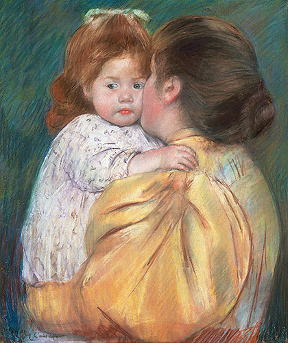 Mother and Child (Maternal Kiss), 1897 | Cassatt | Gemälde Reproduktion