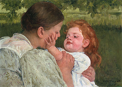Maternal Caress, c.1896 | Cassatt | Gemälde Reproduktion